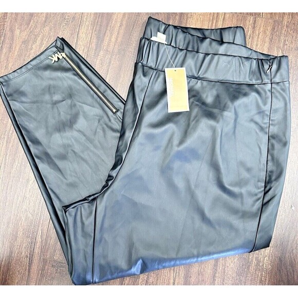 Michael Michael Kors Women's Plus Size Faux-Leather Skinny Ankle Pants Black 1X - Picture 4 of 9